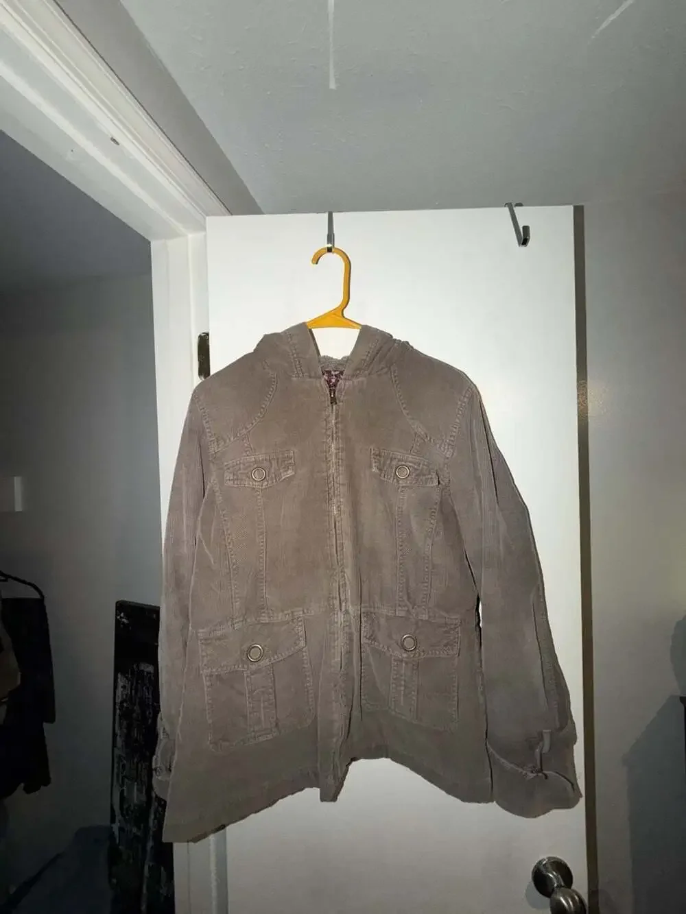Sonoma Life + Style Women's Brown Corduroy Faux Fur Lined Hooded Utility Jacket